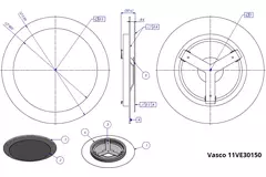 Vasco design plafondventiel luxe rond (incl. smiley)
