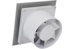 Badkamer ventilator Ø 100 mm met timer - glazen front satijn zilver