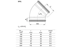 Korte ronde spiro bocht 45° Ø 80mm voor spirobuis