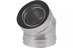 Concentrische diameter 130 - 200 mm bocht 45 gr I316L/I304 (D0,5/0,6) (incl. afdichtingsrubbers binnenbuis)