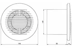 Badkamer ventilator rond Ø 150 mm wit - basis EA150