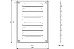 Metalen ventilatierooster vierkant 140x190 mm koper - MR1419Cu