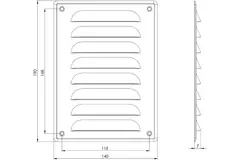 Metalen ventilatierooster vierkant 140x190 mm koper - MR1419Cu
