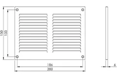 Metalen rooster 200x150mm wit – MR2015