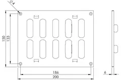 Metalen rooster verstelbaar 200x150 wit - MR2015R - RAL9016