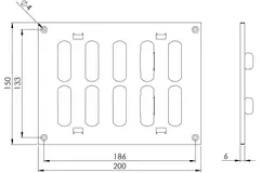 Metalen rooster verstelbaar 200x150 zwart - MR2015RM - RAL9005