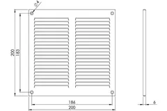 Metalen rooster 200x200mm zwart – MR2020M - RAL9005