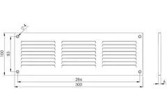 Metalen rechthoekige sleuf rooster 300x100 wit - MR3010