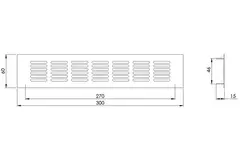 Plintrooster aluminium - zilver L=300mm x H=60mm -RA630S