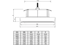 Ventilatie toevoerventiel kunststof 160 mm RAL  9003 met klemveren en schone sector - I-Valve Rondo 160