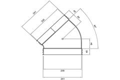 Wavin Ventiza bocht 45 graden PVC ovaal 235x80 mm horizontaal M/M