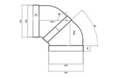 Wavin Ventiza bocht 90 graden PVC ovaal 235x80 mm horizontaal M/M