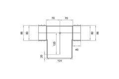 Wavin Ventiza T-stuk PVC ovaal 195x80x100 mm met diameter 125 mm M/M/M