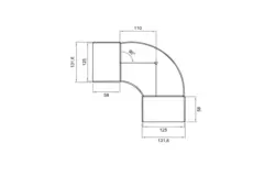 Wavin Ventiza bocht 90 graden PVC rond 125 mm M/M