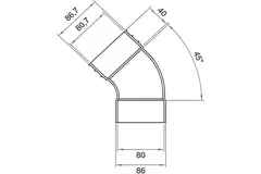 Wavin Ventiza bocht 45 graden PVC ovaal 195x80 mm verticaal M/S