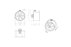 Axiaal 1120 mm kanaalventilator rookgas F300- AL 1120 D6 F3 03 CFG