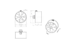 Axiaal 1250 mm kanaalventilator rookgas F300- AL 1250 D6 F3 02 CFG