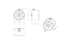Axiaal 900 mm kanaalventilator rookgas F400 - AL 900 D84U F4 01 CFG