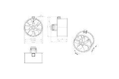 Axiaal 1250 mm kanaalventilator rookgas F300- AL 1250 D6 F3 06 CFG