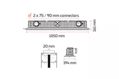 Ergovent instucbaar frameloos lijnrooster 1050 mm met aansluitdiameter 75 mm - modulair - 1 sleuf