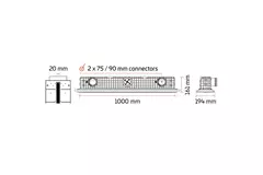 Ergovent instucbaar frameloos lijnrooster 1000 mm met aansluitdiameter 90 mm - profiel