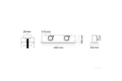 Ergovent instucbaar frameloos lijnrooster 600 mm met aansluitdiameter 75 mm - profiel
