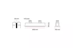 Ergovent instucbaar frameloos lijnrooster 600 mm met aansluitdiameter 75 mm - profiel (verticaal)