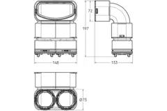 Ubbink Air Excellent 2x 23C - 55SC bocht 90° verloopstuk - verticaal
