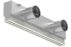 Lijnrooster aluminium met 1 instelbaar patroonblad – 1250 mm – RAL 9010 + geïsoleerd plenum met luchtdebietregelklep