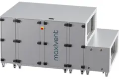Maxivent WTW luchtbehandelingkasten met tegenstroomwisselaar 7600 m3/h met warmwaterbatterij en DX-koeling horizontaal links - PHE 7600 H WDJL T 02