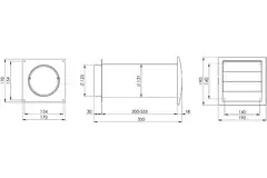 Geveldoorvoer SPK4 Ø125mm met beweegbare lamellen