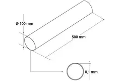 Ronde kunststof ventilatiebuis 100 mm - 0,5 meter A100-0.5