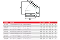 Thermoduct 13mm bocht diameter 250 mm 45 graden geisoleerd