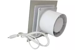 Badkamer ventilator Ø 100 mm met trekkoord en stekker - glazen front satijn goud