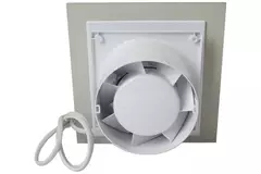 Badkamer ventilator Ø 100 mm met trekkoord en stekker - glazen front satijn goud