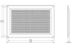 Ventilatierooster rechthoekig met grill 250x170 mm bruin - VR2517B