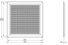 Ventilatierooster vierkant met grill 250x250 zwart - VR2525M