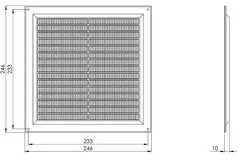 Ventilatierooster vierkant met grill 250x250 grijs