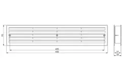 Deurrooster 450x92 mm zwart - VR459M